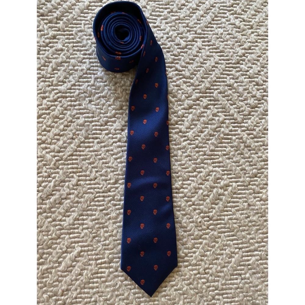 Blue and Orange Skull Tie
